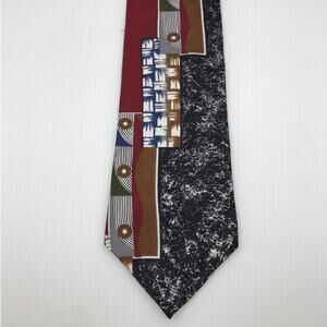 JT Beckett Vintage 80s 90s Silk Red Retro Geometric Tie 58”